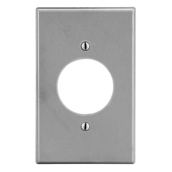 Hubbell Single Receptacle Wall Plate, Number of Gangs: 1 Plastic, Smooth Finish, Gray - P720GY