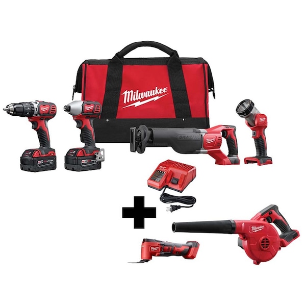 Milwaukee Tool Cordless Combo Kit, Multi-Tool, Blower - 2696-24, 2626-20, 0884-20