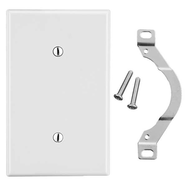 Hubbell Blank Strap Mount Wall Plate, Number of Gangs: 1 Plastic, Smooth Finish, White - P14W