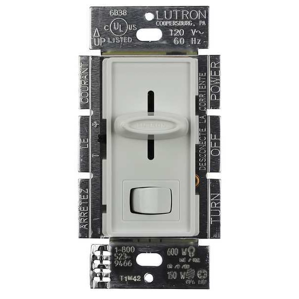 Lutron Lighting Dimmer, Rocker/Slide, 3-Way, White - SF-12P-277-3-WH