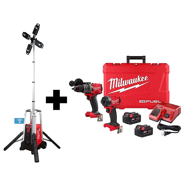 Milwaukee Tool MX Tower Light Kit w M18 2-Tool Kit - MXF041-1XC, 3697-22