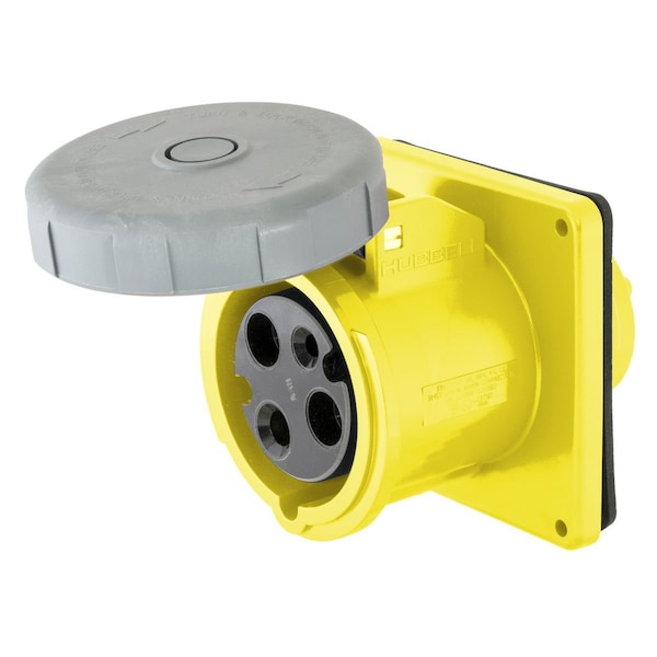 Hubbell Wiring Device-Kellems Watertight IEC Pin and Sleeve Receptacle, 2P3W, 16A 100-130V - HBL316R4W