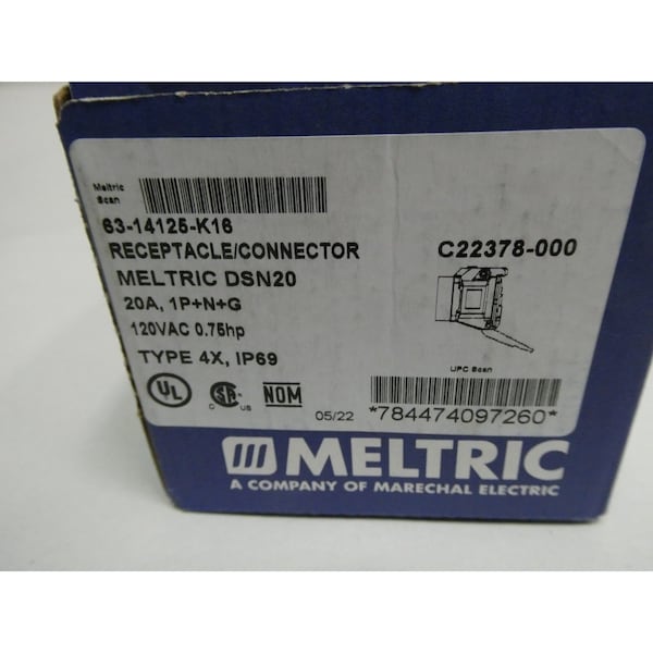 Meltric /CONNECTOR 20A AMP 120V-AC RECEPTACLE - 63-14125-K16