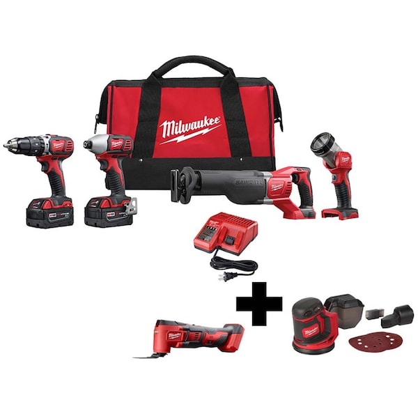 Milwaukee Tool Cordless Combo Kit, Multi-Tool, Orbit Sand - 2696-24, 2626-20, 2648-20