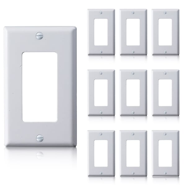 Faith 1-Gang Unbreakable Polycarbonate Light Switch Duplex Cover, White, 10PK - DWP1-WH-10