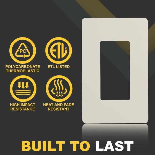 Faith 1-Gang Decorator Screwless Wall Plate Child Safe Outlet Covers, USB Receptacle, Light Almond - SWP1-LA-01