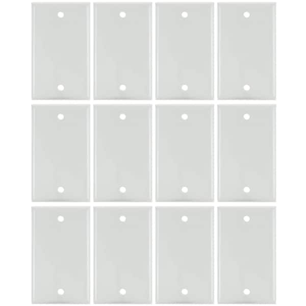 Sunlite 1-Gang Blank Switch/ Receptacle Plate White Plastic 4.5-in X 2.8-in  Matching Screws Included, 12PK - 40922-NS