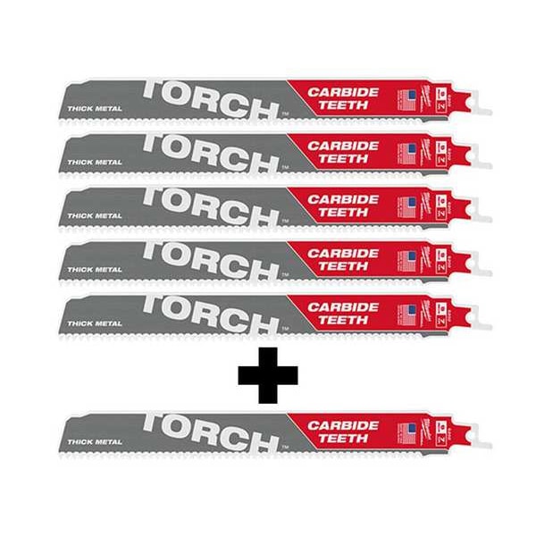 Milwaukee Tool 9 in x 1 in Reciprocating Saw Blade, Thick Metal, Teeth per Inch 7, 6 Blades - 48-00-5502, 48-00-5202