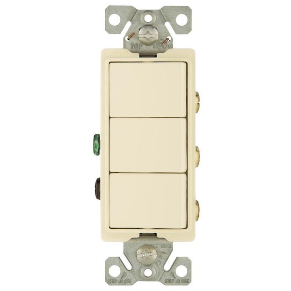 Eaton Wiring Devices Combination Switch, 1 Pole, 15 A, 120277 V, Light Almond - 7729LA-SP