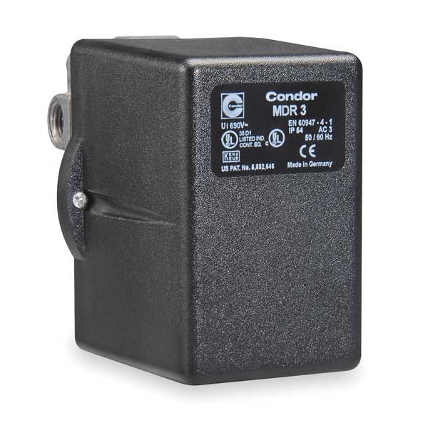 Interruptor de presión Condor Usa, (1) 3/8 pulg. FNPT, (3) 1/4 pulg. FNPT, (4) Puerto, 3PST, 45 a 160 psi, Acción estándar - 31SGXXXX