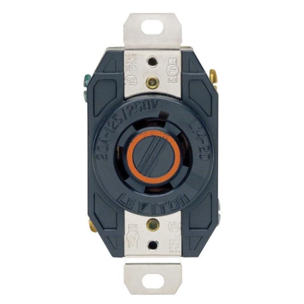 Gorgeousglow 02410-00D L14-20R Locking Receptacle - Black - GO3312084