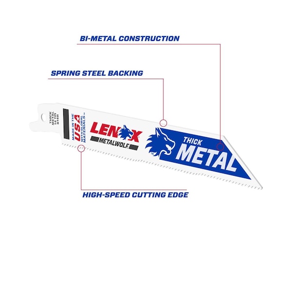 Irwin LENOX METALWOLF 6 in. Bi-Metal WAVE EDGE Reciprocating Saw Blade 14 TPI 25 pk - 20494B614R