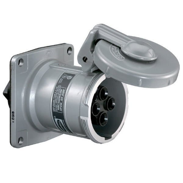 Hubbell Wiring Device-Kellems Heavy Duty Products, Insulgrip Pin and Sleeve Devices, Industrial Grade, Female, Receptacle, 30A 600V AC, 2- Pole 3-Wire Grounding Style 2 and Black - HBL330RS2W