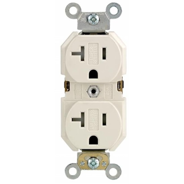 Leviton Leviton Mfg S16-TBR20-00T 20 Amp Light Almond Self Grounding Duplex Receptacle - S16-TBR20-00T