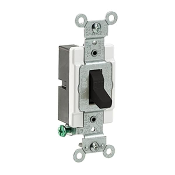 Leviton Leviton  20A 120 & 277V Commercial Grade Single Pole Toggle Switch - Black - 068-CS120-2E