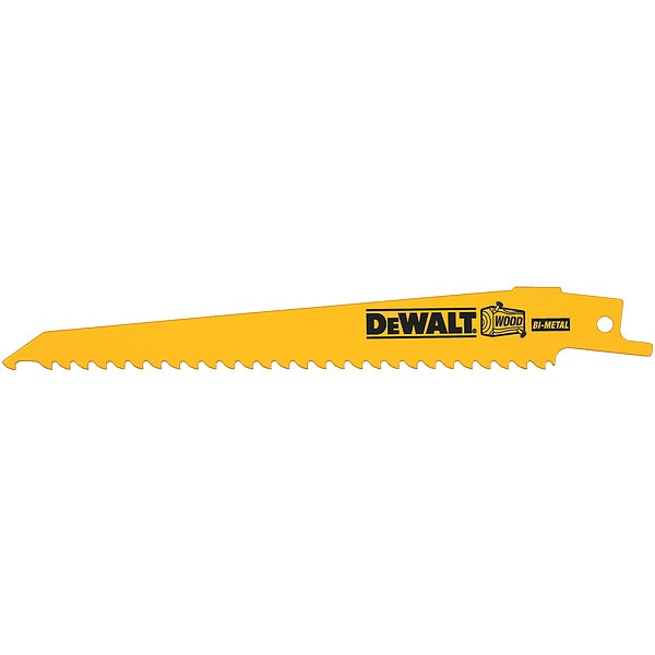 Dewalt 6" 6 TPI Taper Back Bi-Metal Reciprocating Blade for General Purpose Wood Cutting (25 pack) - DW4802B25