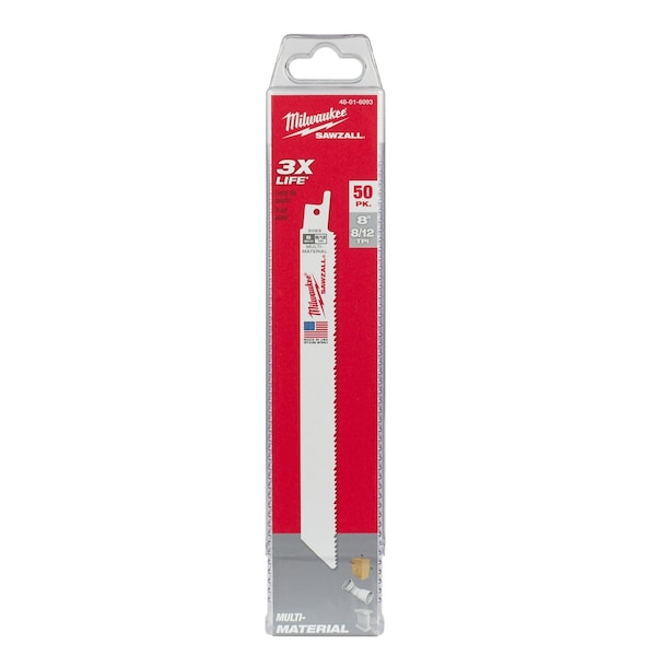 Milwaukee Tool 8" 8/12 TPI SAWZALL Blades (50 Pk) - 48-01-6093