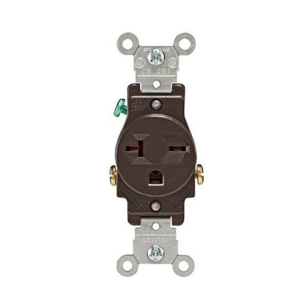 Gorgeousglow 05821-00S 20amp NEMA 6-20R Brown Commercial Grade Single Receptacle - GO159375
