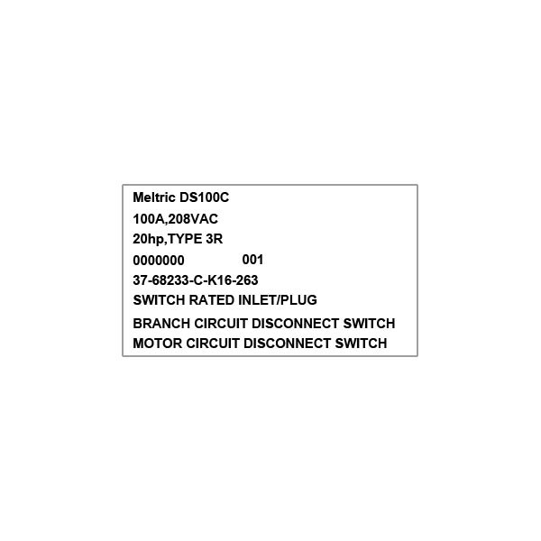 Meltric 37-68233-C-K16-263 INLET - 37-68233-C-K16-263