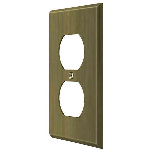 Deltana Double Outlet Switch Plate, Number of Gangs: 1 Solid Brass, Antique Brass Finish - SWP4752U5