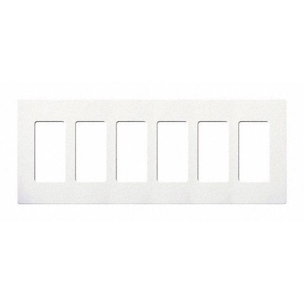 Lutron Designer Wall Plates, Number of Gangs: 6 Thermoset, Gloss Finish, White - CW-6-WH