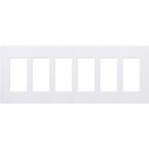 Lutron Designer Wall Plates, Number of Gangs: 6 Thermoset, Gloss Finish, White - CW-6-WH
