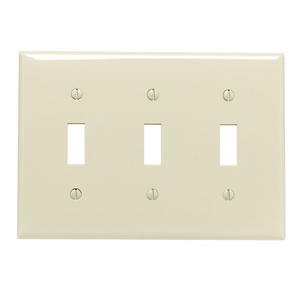Leviton 3-Gang Thermoplastic Nylon Toggle Switch Wall Plate, Ivory - 001-80711-00I
