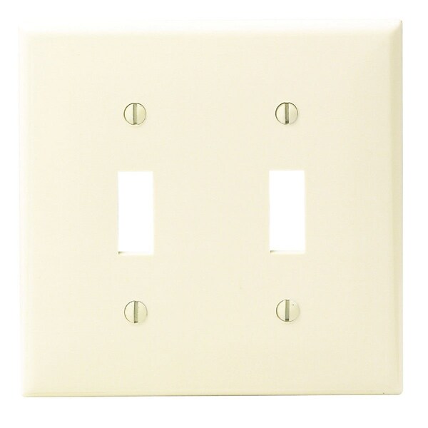 Leviton 2-Gang Thermoplastic Nylon Toggle Switch Wall Plate, Ivory - 001-80709-00I