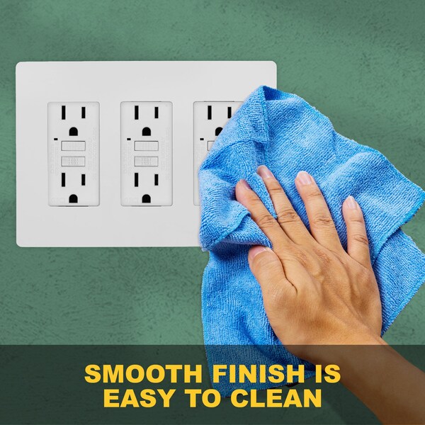 Faith 3-Gang Decorator Screwless Wall Plates, 4.68in x 2.93in, Fits GFCI, USB Receptacle, Dimmers, White - SWP3-WH-01