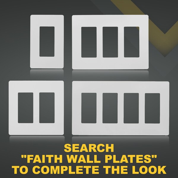 Faith 3-Gang Decorator Screwless Wall Plates, 4.68in x 2.93in, Fits GFCI, USB Receptacle, Dimmers, White - SWP3-WH-01