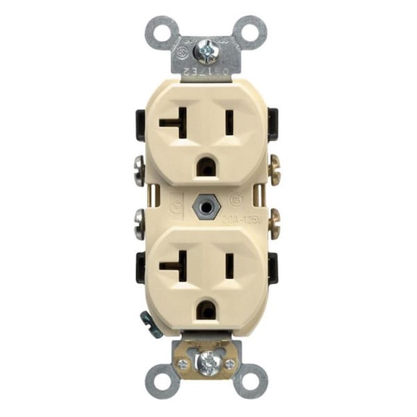 Gorgeousglow CBR20-00I 20 amp Decorative Duplex Receptacle  Ivory - GO705619