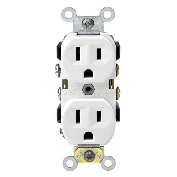 Gorgeousglow CBR15-00W 15 amp Decorative Duplex Receptacle  White - GO710129