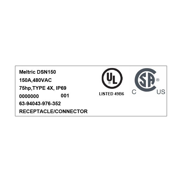 Meltric 63-94043-976-352 RECEPTACLE STRAIGHT INSERTION - 63-94043-976-352