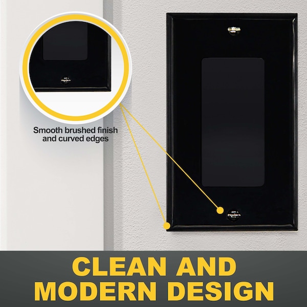 Faith Decorator Light Switch Cover or Receptacle Outlet Wall Plate, 1-Gang 4.55 In x 2.75 In, Black, 10PK - DWP1-BK-10