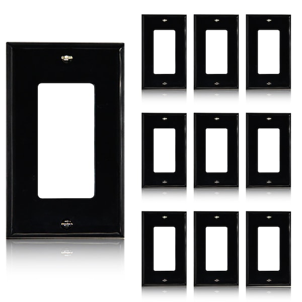 Faith Decorator Light Switch Cover or Receptacle Outlet Wall Plate, 1-Gang 4.55 In x 2.75 In, Black, 10PK - DWP1-BK-10