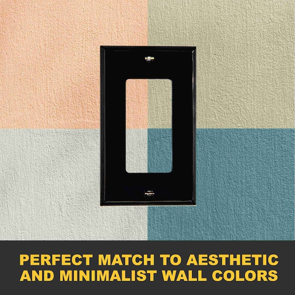 Faith Decorator Light Switch Cover or Receptacle Outlet Wall Plate, 1-Gang 4.55 In x 2.75 In, Black, 10PK - DWP1-BK-10