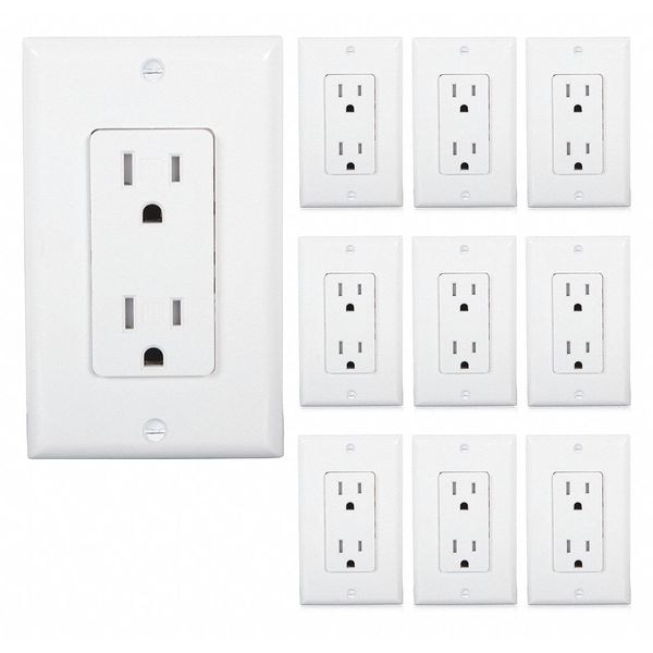 Maxxima Tamper Resistant Duplex Receptacle Wall Outlet, Number of Gangs: 1 Black - MEW-R100W-10