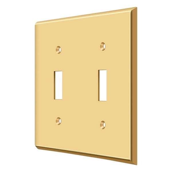 Deltana Double Standard Switch Plate, Number of Gangs: 2 Solid Brass, PVD Polished Brass Finish - SWP4761CR003