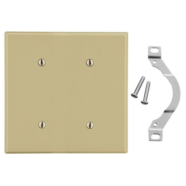 Hubbell Wiring Device-Kellems Wallplate, 2-Gang, 2 Strap Mount Blank, Ivory - P24I