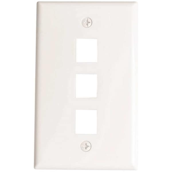 Westek White 1-Gang 3-Port Data Jack Wall Plate, 10PK - TWBLNK3W-10