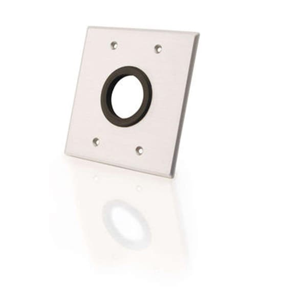 Fasttrack Double Gang 1.5in Grommet Wall Plate - Brushed Aluminum - FA260355