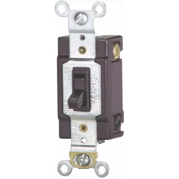 Eaton Wiring Devices Cooper Wiring 1242-7W-BOX 120 V-15 Amp Commercial Toggle Framed 4-Way AC Quiet Switch; White - 1242-7W-BOX