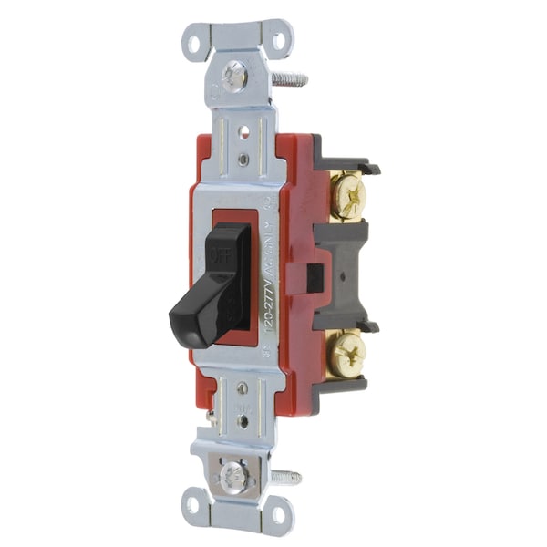 Hubbell Wiring Device-Kellems Switches and Lighting Controls, Hubbell- PRO Series, Toggle Switches, General Purpose AC, Double Pole, 20A 120/277V AC, Back and Side Wired, Black - 1222BK