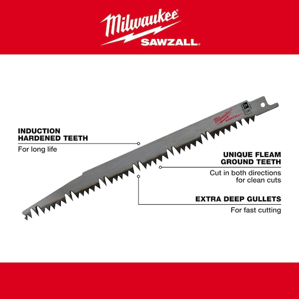 Milwaukee Tool 9" 5 TPI Pruning SAWZALL Blade (5 PK) - 48-00-1301