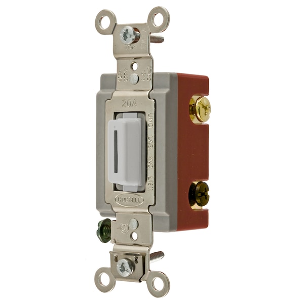 Hubbell Wiring Device-Kellems Extra Heavy Duty Industrial Grade, Locking Toggle Switches, General Purpose AC, Three Way, 20A 120/277V AC, Back and Side Wired Key Guide - HBL1223LW