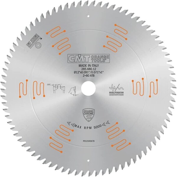 Cmt Orange Chrome FINE Finish Blade 12" x T80 ATB - 285.680.12