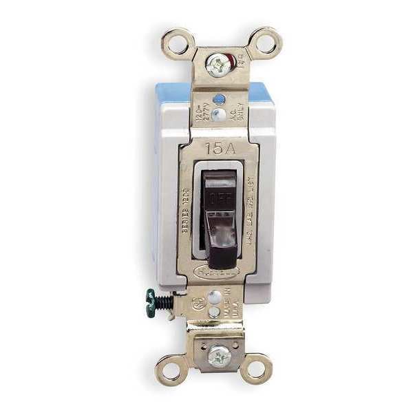 Hubbell Wall Switch, 3-Way, 120/277V, 15A, Brn, Toggl - HBL1203