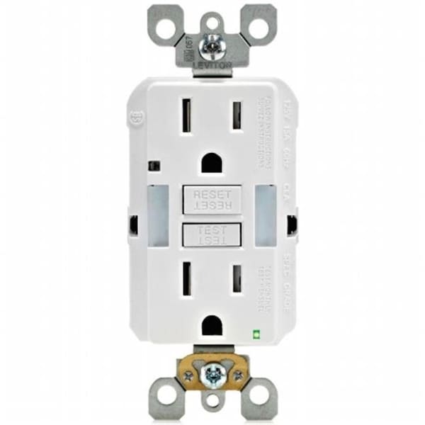 Ezgeneration Mfg R02-GFNL1-00W Self-Test GFCI Guide Tamper Receptacle; White - EZ780664