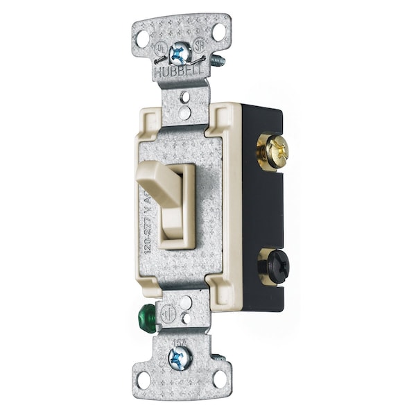 Hubbell Wiring Device-Kellems TradeSelect, Switches and Lighting Controls, Residential Grade, Toggle Switches, Four Way, 15A 120V AC, Light Almond - RS415LA