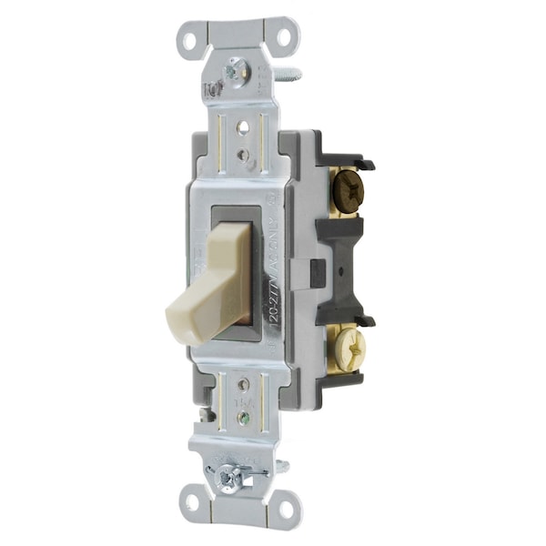 Hubbell Wiring Device-Kellems Switches and Lighting Controls, Toggle Switch, Commercial Grade, Four Way, 15A 120/277V AC, Back and Side Wired, Ivory - CSB415I